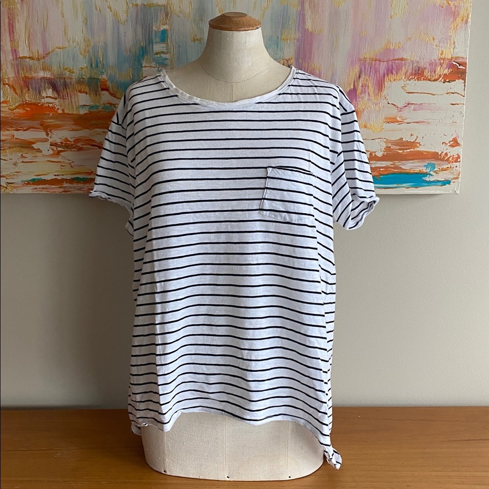 Anko Women's Short Sleeve Striped Tee - Black and White